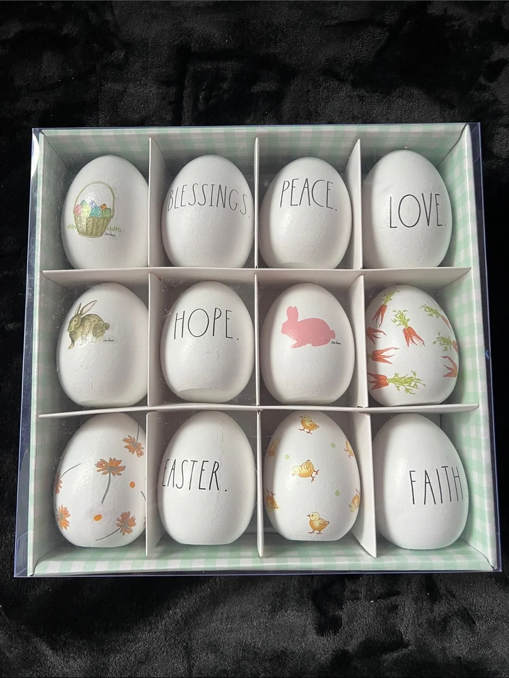 Rae Dunn White Decorative Easter Egg Set with Pink, Orange, Yellow Accents